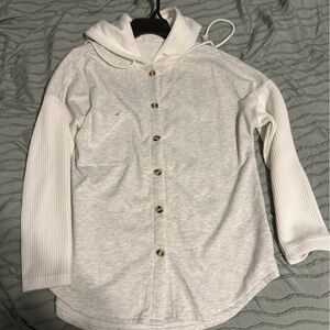 White Button-Up Hoodie